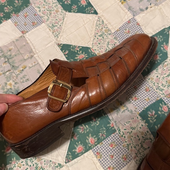 Prada Men's Tan Leather Buckle Loafers